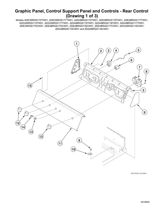 Graphic panel/rear control support panel