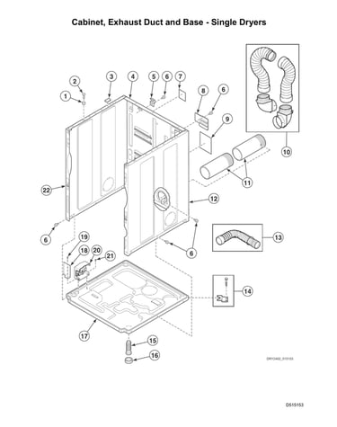 Cabinet/exhaust duct/base - single dryers