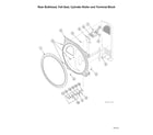 Speed Queen ADEE9BGS173TW01 rear bulkhead/felt seal/cylinder roller/terminal block diagram