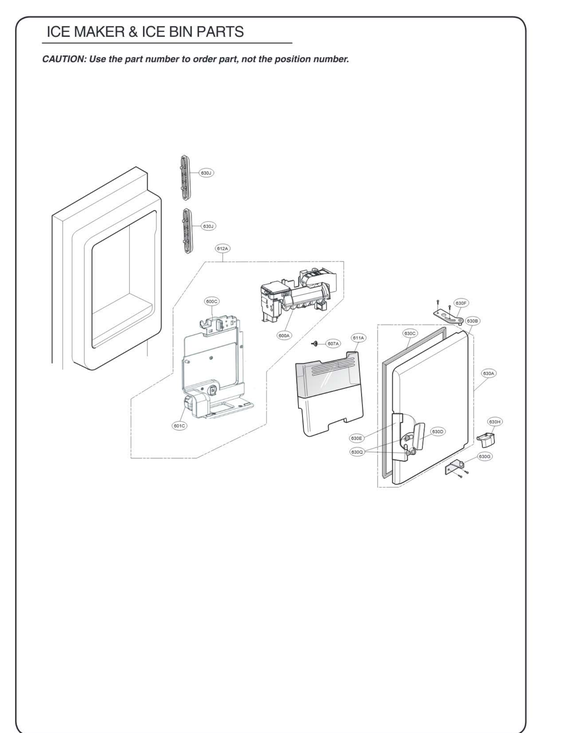 Ice maker & ice bin parts