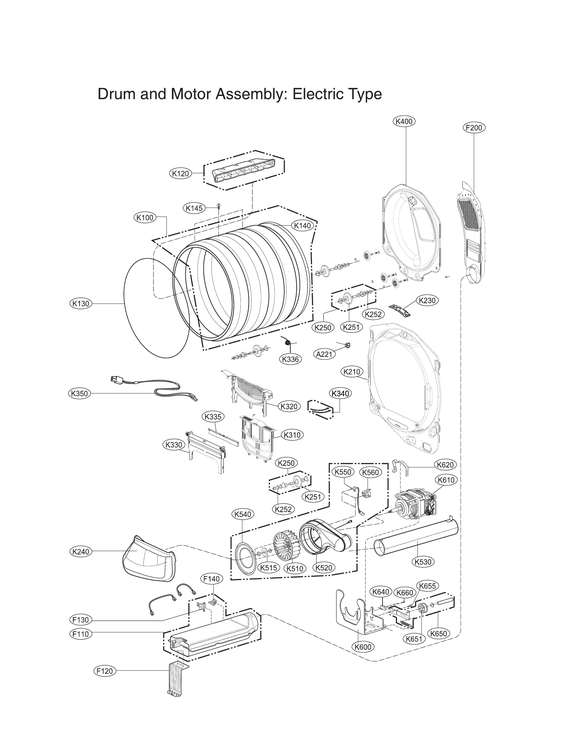 Drum & motor assy: electric type