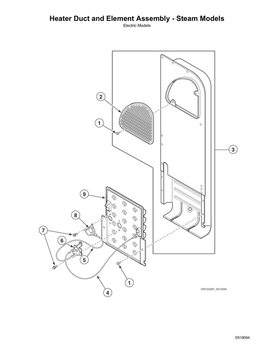 Heater duct/element assy - steam models