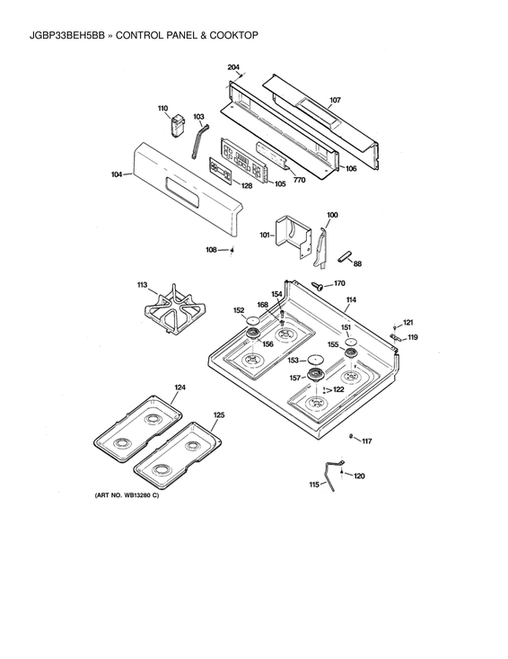 Control panel & cooktop parts