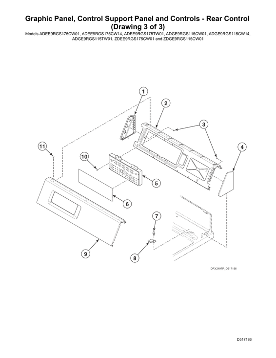 Graphic panel/rear control support panel