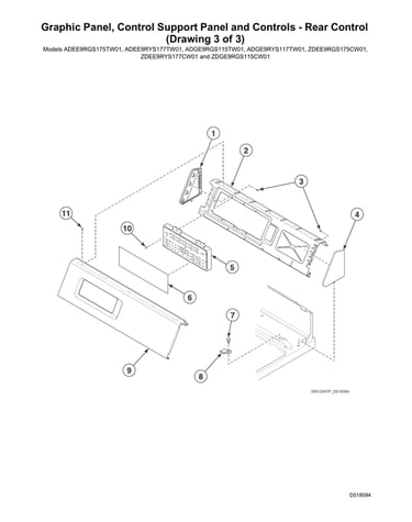 Graphic panel/rear control support panel/controls