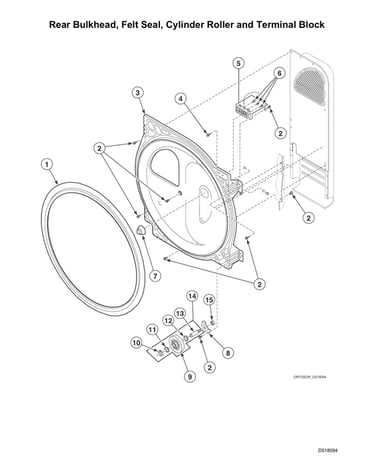 Rear bulkhead/felt seal/cylinder roller/terminal block