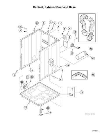 Cabinet/exhaust duct/base