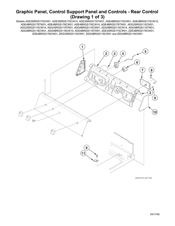 Graphic panel/control support panel/rear controls