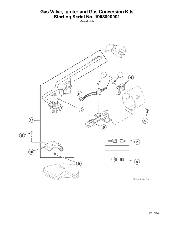 GAS VALVE/IGNITER/GAS CONVERSION KITS START S#1908000001