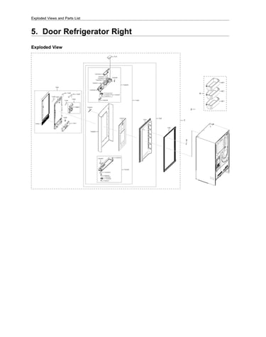 Right refrigerator door parts