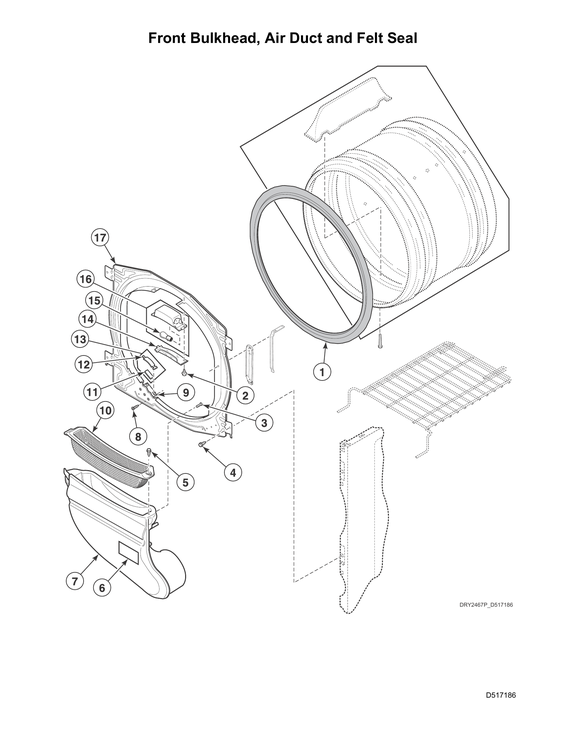 FRONT BULKHEAD/AIR DUCT/FELT SEAL