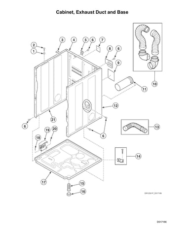 Cabinet/exhaust duct/base