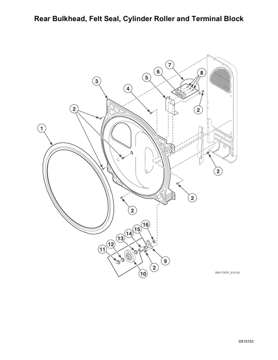 Rear bulkhead/felt seal/cylinder roller/terminal block