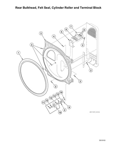 Rear bulkhead/felt seal/cylinder roller/terminal block