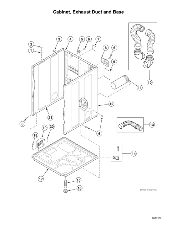 Cabinet/exhaust duct/base