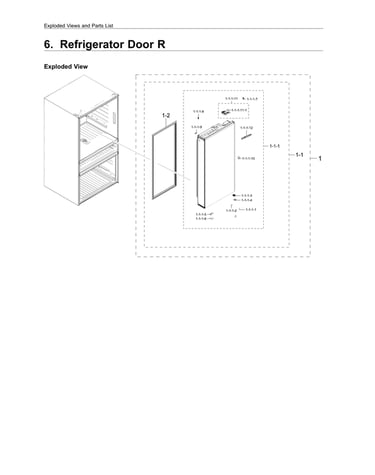Right refrigerator door parts