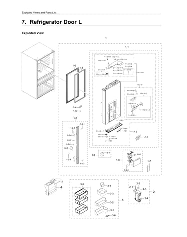 Left refrigerator door parts