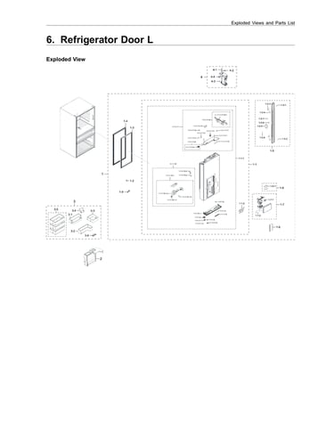 Left refrigerator door parts