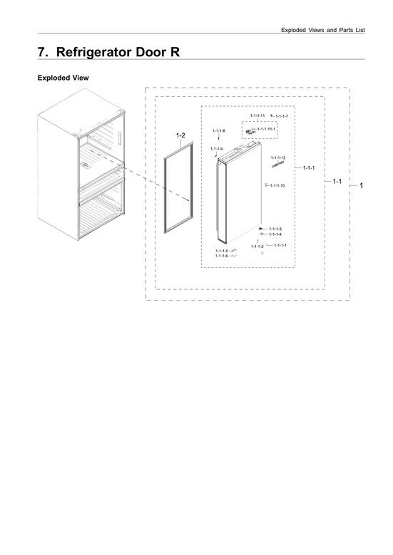 Right refrigerator door parts