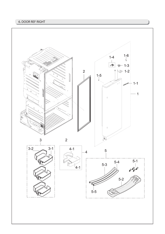 Right refrigerator door parts