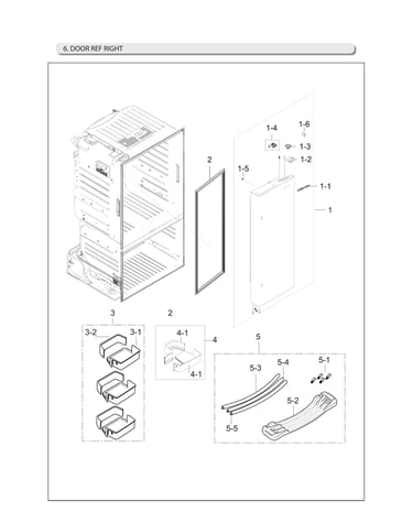 Right refrigerator door parts
