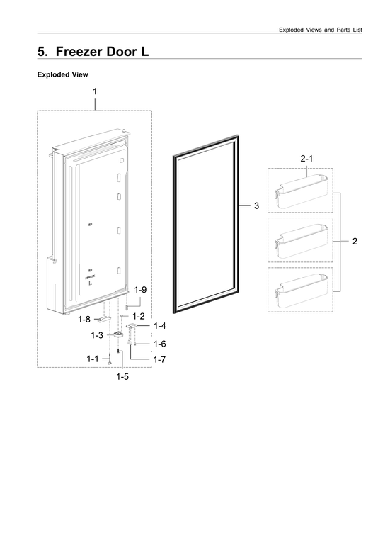 Left freezer door parts
