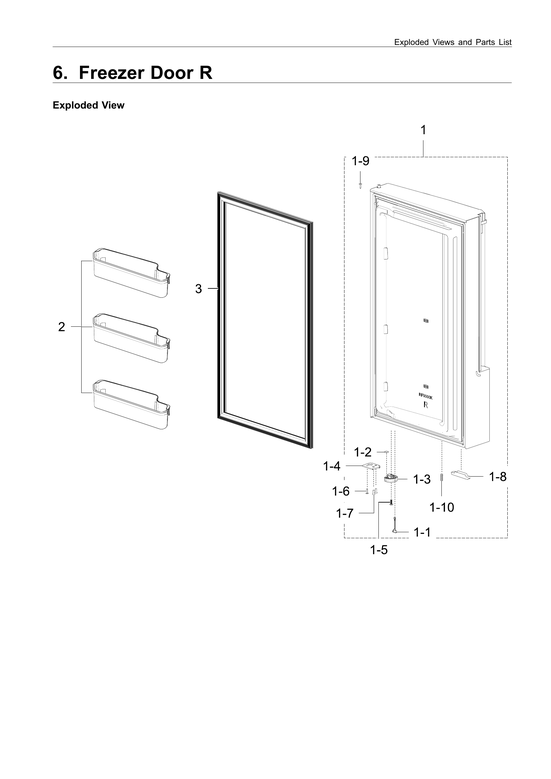 Right freezer door parts