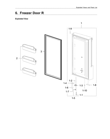 Right freezer door parts