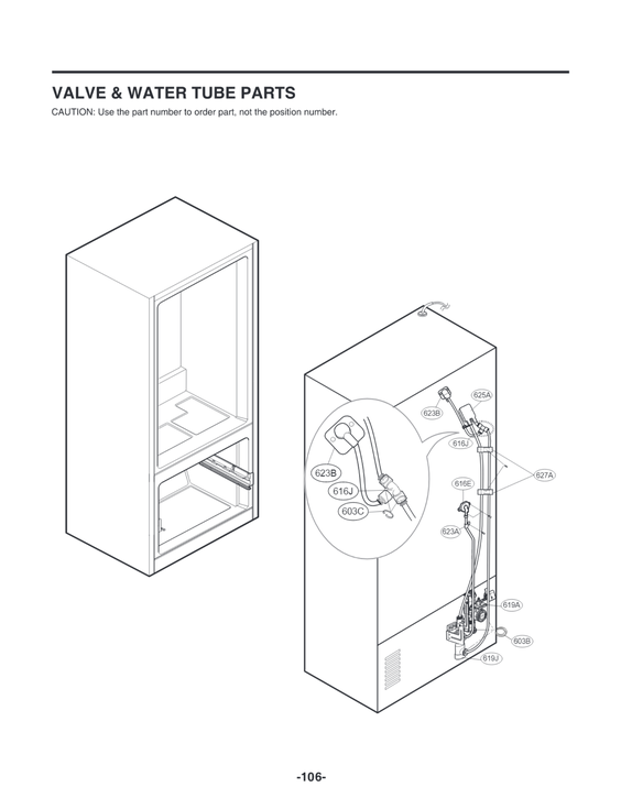 Valve & water tube parts