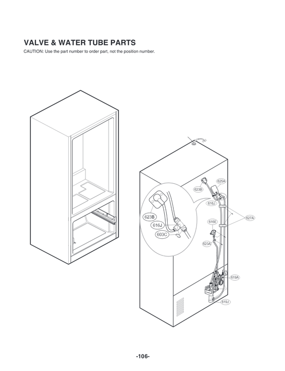 Valve & water tube parts