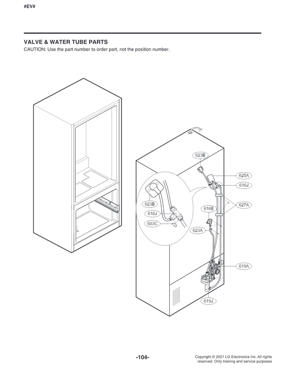 Valve & water tube parts