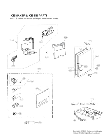 Ice maker & ice bin parts