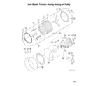 Speed Queen AFN50RSP113TW01 inner basket/trunnion/bearing housing/pulley diagram