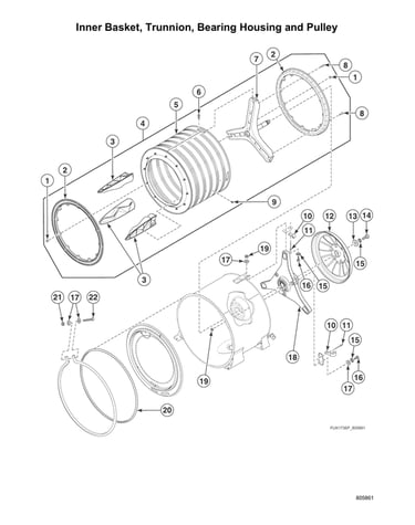 Inner basket/trunnion/bearing housing/pulley