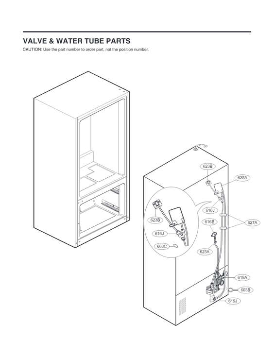 Valve & water tube parts