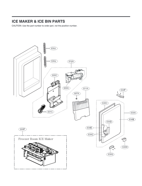 Ice maker & ice bin parts