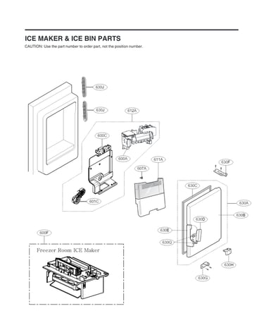 Ice maker & ice bin parts