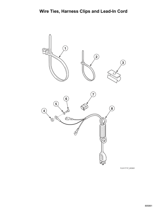 Wire ties/harness clips/lead-in cord