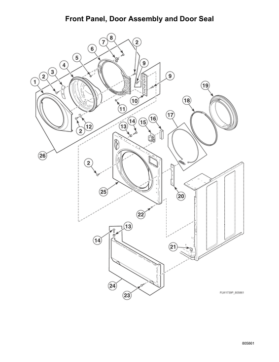 Front panel/door assy/door seal