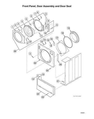 Front panel/door assy/door seal
