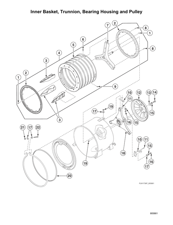 Inner basket/bearing housing/pulley