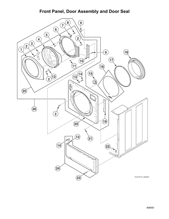 Front panel/door assy/door seal