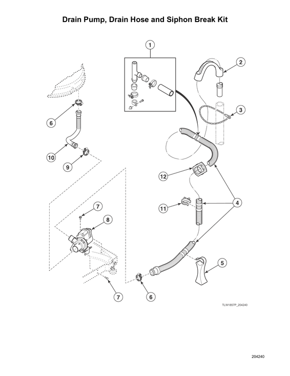 DRAIN PUMP/DRAIN HOSE/SIPHON BREAK KIT