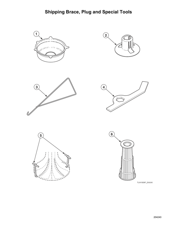 Shipping brace/plug/special tools
