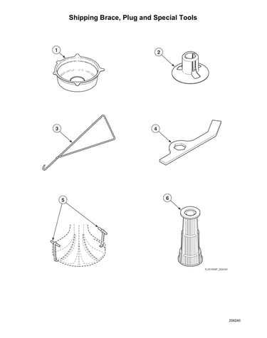 Shipping brace/plug/special tools