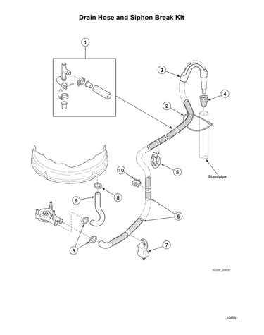 Drain hose/siphon break kit