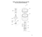 Speed Queen AWNE9RSN116TW01 agitator/fabric softener dispenser/drive bell/hub/lip seal kit/washtub diagram