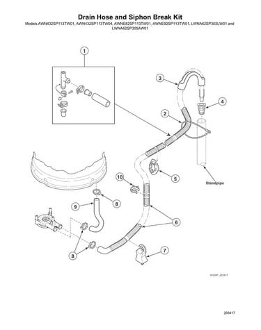 Drain hose/siphon break kit