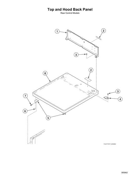 Top/hood back panel
