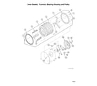 Speed Queen LFNE5BSP115TW01 inner basket/trunnion/bearing housing/pulley diagram